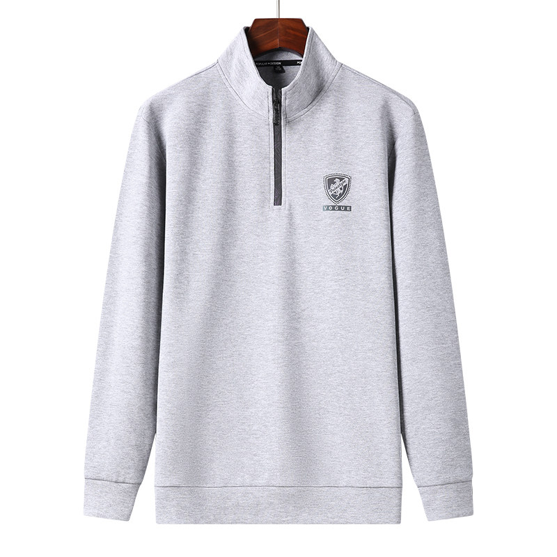 秋季新款纯色拉链立领印花T恤中青年男士休闲上衣QLM77222-P95,男装T恤,电商B212（原钱塘6029）