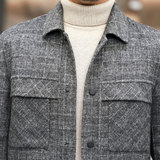 新款呢子羊毛大衣秋冬毛呢短款纯色夹克休闲外套KCN1936-8-P330，男装毛呢大衣，电商B212（原钱塘6029）