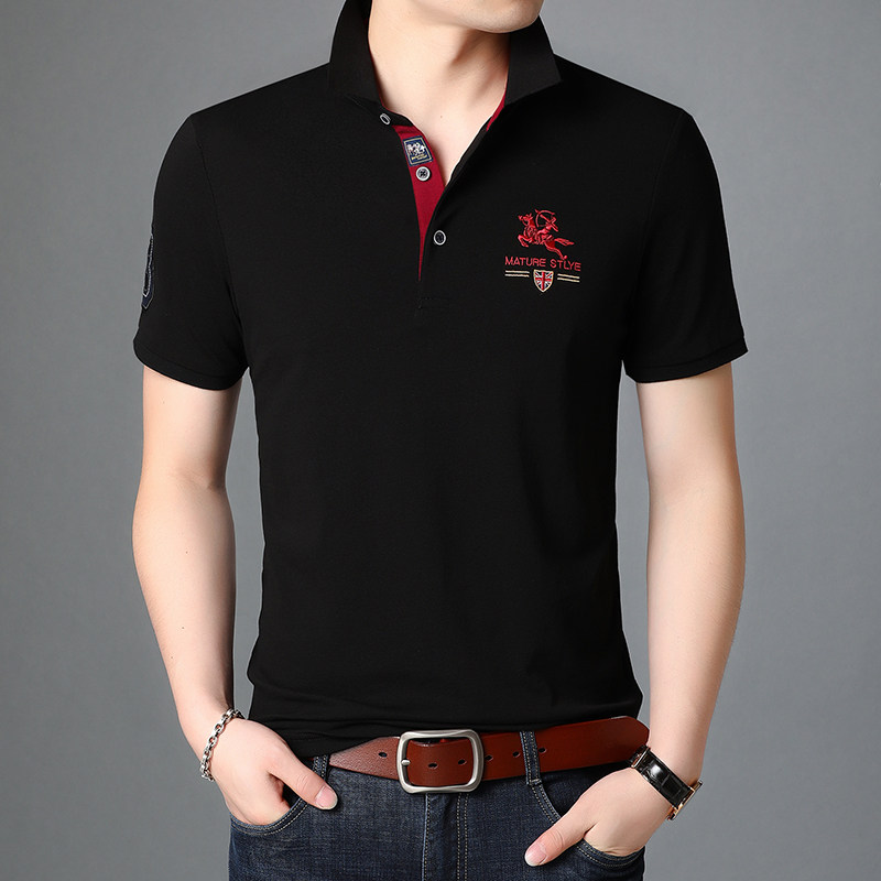 时尚休闲短袖T恤男棉质POLO衫夏季男士潮流绣标半袖体恤D8203-P65,男装T恤,电商B212（原钱塘6029）