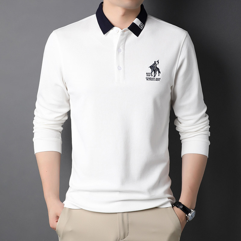 男士长袖T恤polo衫男翻领纯色2021秋季新款翻领体恤D8874-P75图片