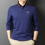 长袖T恤男刺绣翻领打底POLO衫秋季新款男士休闲体恤QLM55150-P75，男装Polo衫，电商B212（原钱塘6029）