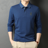男士长袖T恤男纯色翻领打底Polo衫春季中年休闲打底衫21D6688-P70，男装T恤，电商B212（原钱塘6029）