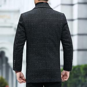 羊毛大衣男中长款秋冬中年男士商务休闲西装领毛呢外套L3026-P280图片