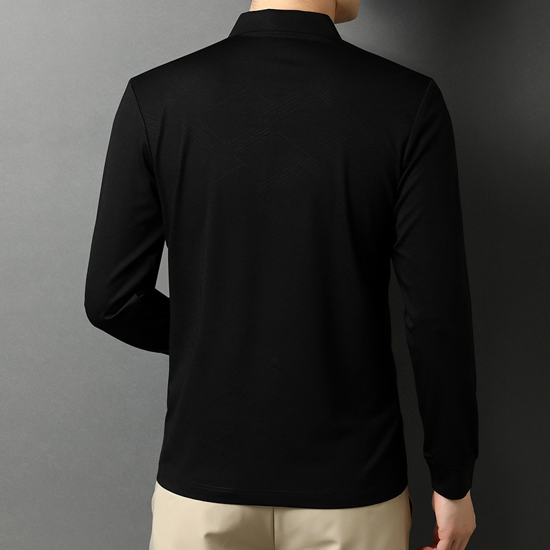 爸爸长袖T恤男宽松打底衫中年男士休闲纯色翻领POLO衫D8210-P80,男装T恤,电商B212（原钱塘6029）