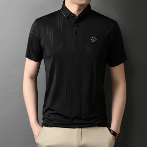男士翻领短袖POLO衫男夏季休闲简约纯色刺绣潮流T恤QLM88128-P75图片