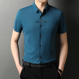 2021新款潮流时尚男士短袖衬衫男式商务休闲衬衣QLM88255-P85，男装衬衫，电商B212（原钱塘6029）