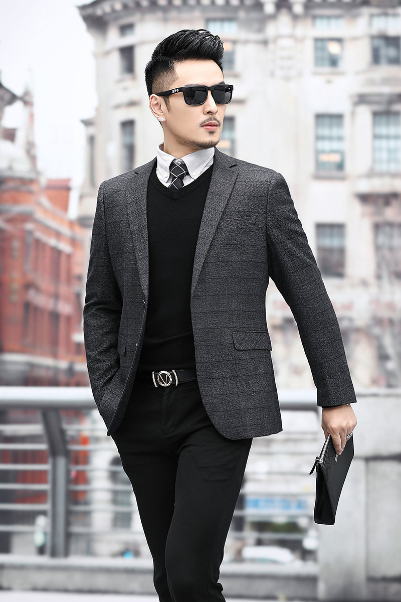2021秋季新款修身西装外套男中青年商务休闲西服KCN2038-1-P170,男装西服,电商B212（原钱塘6029）
