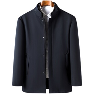 商务休闲羽绒服男中长款2021冬季新款白鸭绒保暖立领外套K25-P295图片