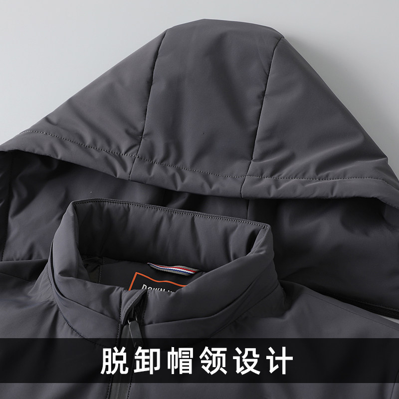 90白鸭绒羽绒服男连帽短款冬季新款防寒服爸爸冬装外套Q8809-P350,男装羽绒服,电商B212（原钱塘6029）