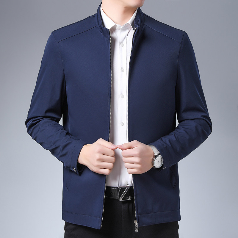 中年男士夹克外套男薄款春秋季商务休闲爸爸装上衣N82066-P135,男装夹克,电商B212（原钱塘6029）