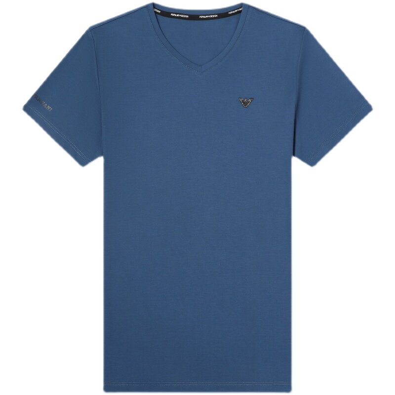 秋季新款短袖t恤男士V领潮流纯色衣服宽松体恤QLM88231-P65,男装T恤,电商B212（原钱塘6029）