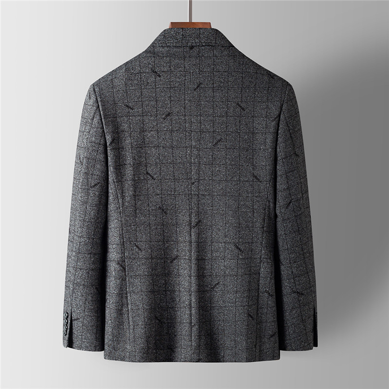 2021年秋季新款长袖外套便服纯色格子中青年修身西服YT3328-P175,男装西服,电商B212（原钱塘6029）