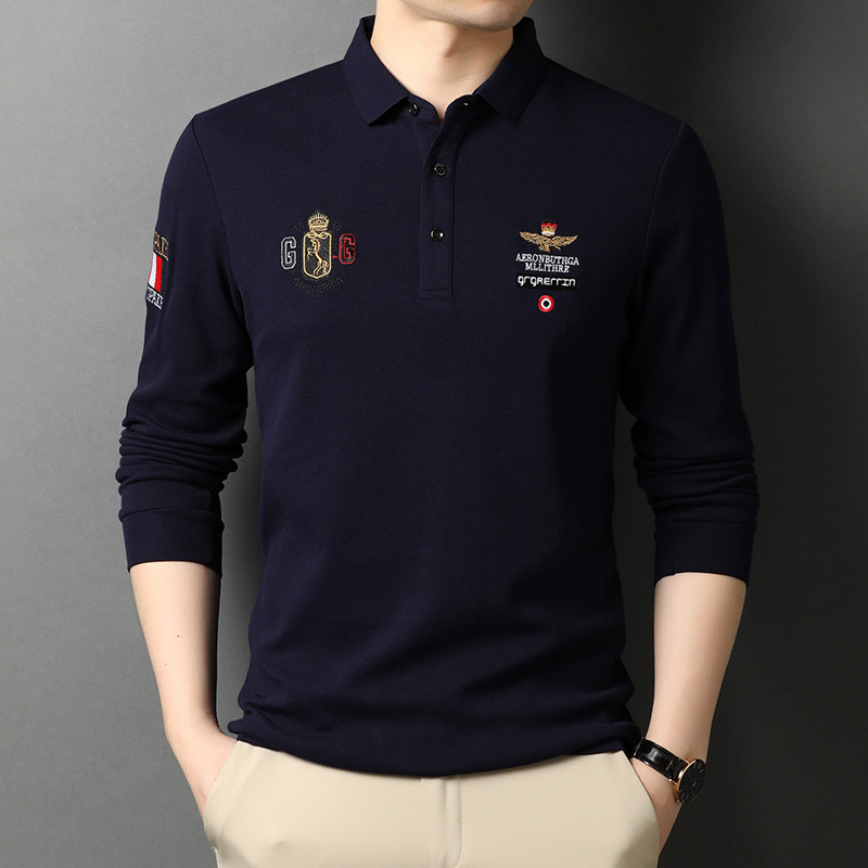 【主推】春季新款纯棉长袖t恤男士打底衫休闲潮流POLO衫D8809-P78,男装T恤,电商B212（原钱塘6029）