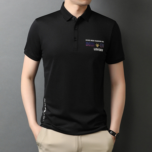 爸爸短袖t恤男夏季中年男夏装纯棉翻领POLO衫QLM88152-P70图片