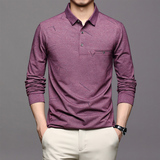男潮流POLO衫秋季简约印花字母T恤休闲长袖翻领上衣LJ68002-P70，男装T恤，电商B212（原钱塘6029）