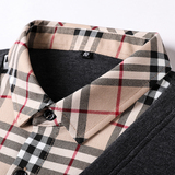 2021秋季新款套头假两件男休闲格子长袖纯棉针织衫男QLM77228-P85，男装针织衫/毛衣，电商B212（原钱塘6029）