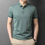 秋季新款纯棉短袖T恤男上衣中年男士休闲半袖POLO衫QLM88182-P70，男装T恤，电商B212（原钱塘6029）