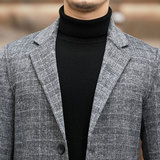 秋冬新款纯色商务休闲外套双面呢修身格子大衣男KCN959-1-P350，男装毛呢大衣，电商B212（原钱塘6029）