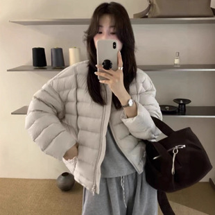 90白鸭绒排骨羽绒服女2025秋新款 甜美外套 轻薄泡芙小个子黑色短款