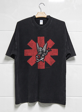 Red Hot Chili Peppers红辣椒乐队潮牌水洗做旧短袖vintageT恤男