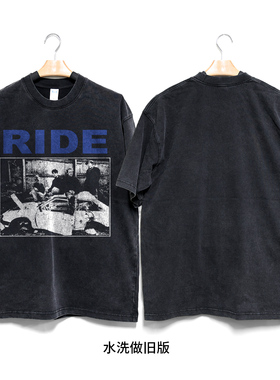 Retro47 RIDE骑行乐队T恤美式朋克复古水行做旧印花宽松男女短袖