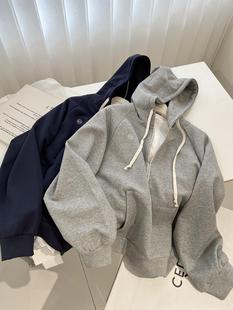 韩版秋冬简约刺绣字母套头连帽卫衣女宽松慵懒bf风休闲百搭外套潮