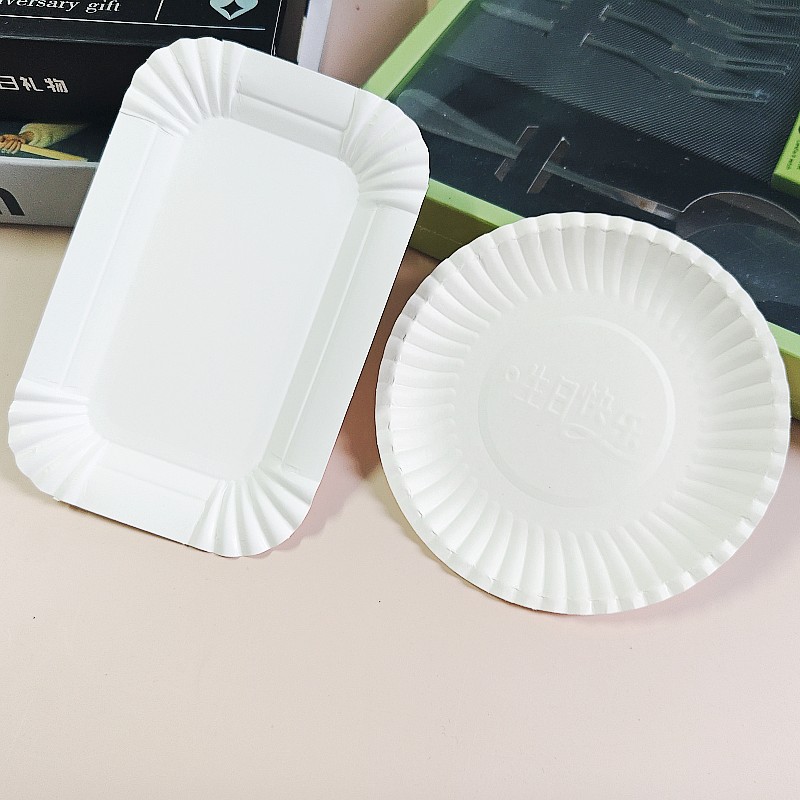 蛋糕试吃圆形散装加厚长方形纸盘