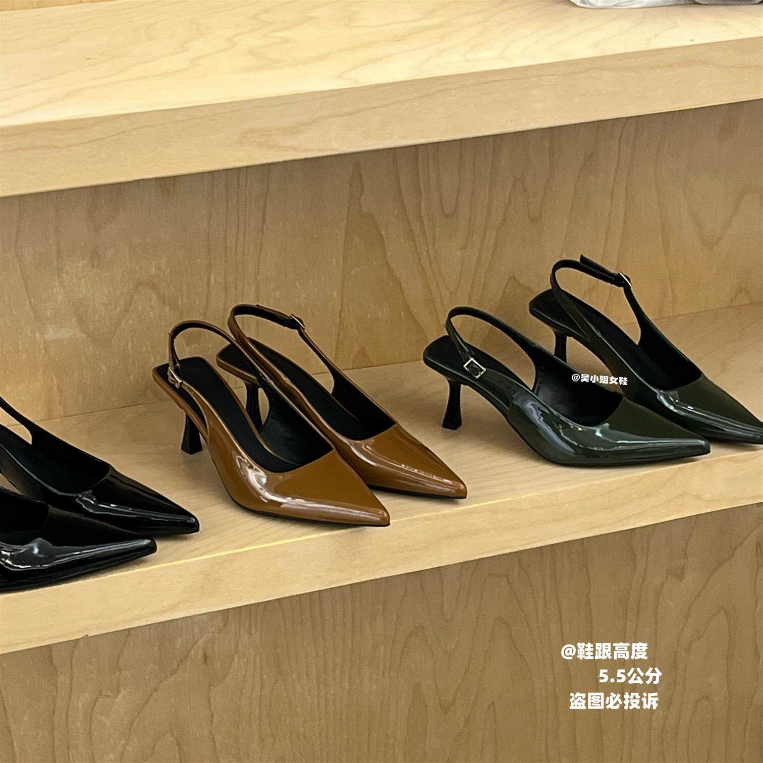 吴小姐新品2026夏季新款气质漆皮尖头浅口细跟高跟鞋时尚百搭凉鞋