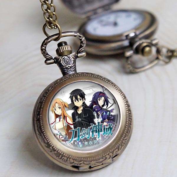 刀剑神域桐人亚丝娜怀表动漫周边SAO游戏项链表怀表手表学生礼物