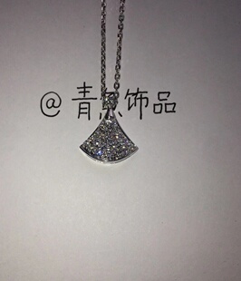 满钻扇子项链扇形项链 可定制18K真金项链锁骨链吊坠