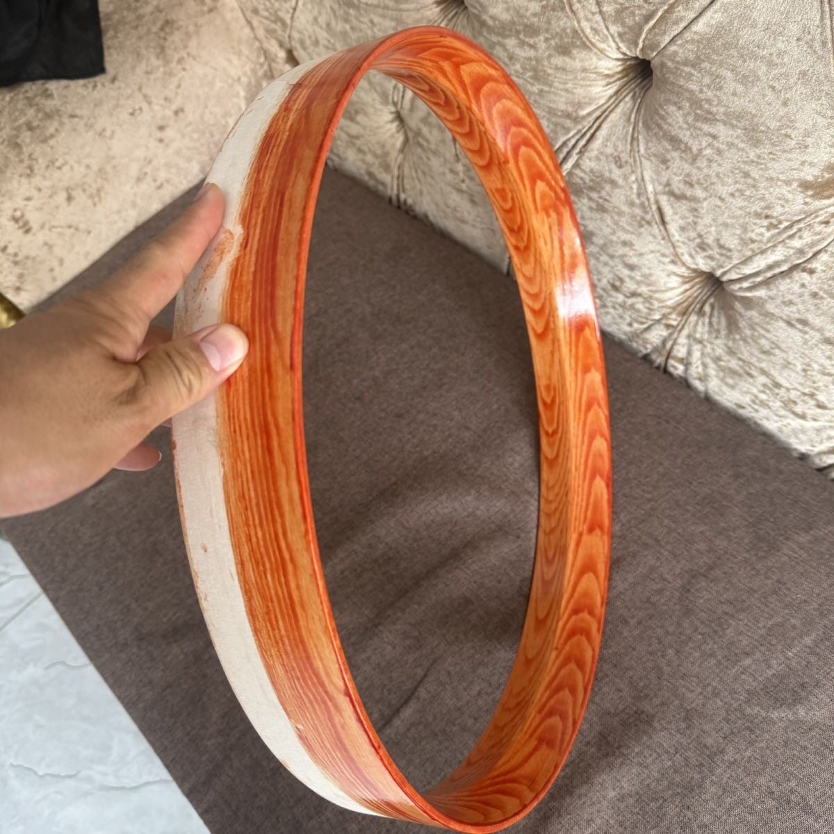 文王鼓鼓圈实木柳木独板鱼脊圈实木鼓圈虎皮花纹手绘花纹不掉色