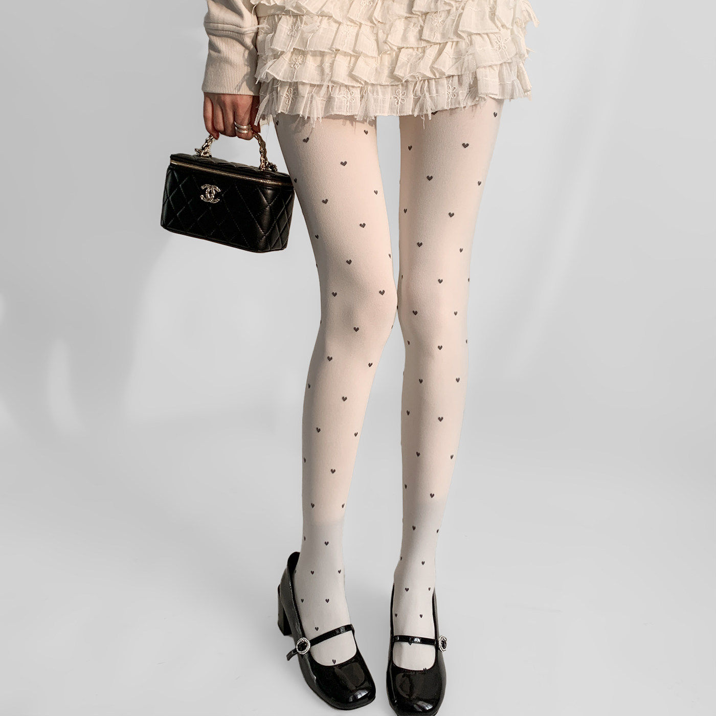 新款个性少女白色丝袜春秋加厚保暖连裤袜爱心白丝性感打底裤子女