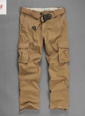 AF＆LF重磅美式工装裤男宽松潮牌纯棉大码休闲长裤直筒多口袋加厚