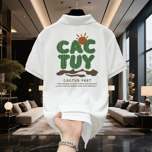 高街男士 polo衫 美式 翻领短袖 上衣潮牌t恤男 夏季 宽松百搭情侣衬衫