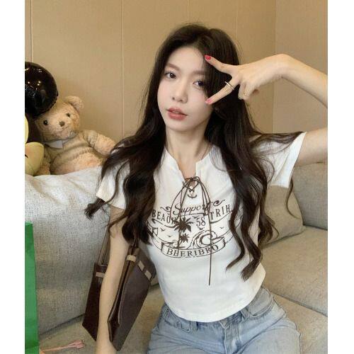 纯棉大码女装胖mm夏装新款女士T恤短袖微胖遮肉短款上衣辣妹ins