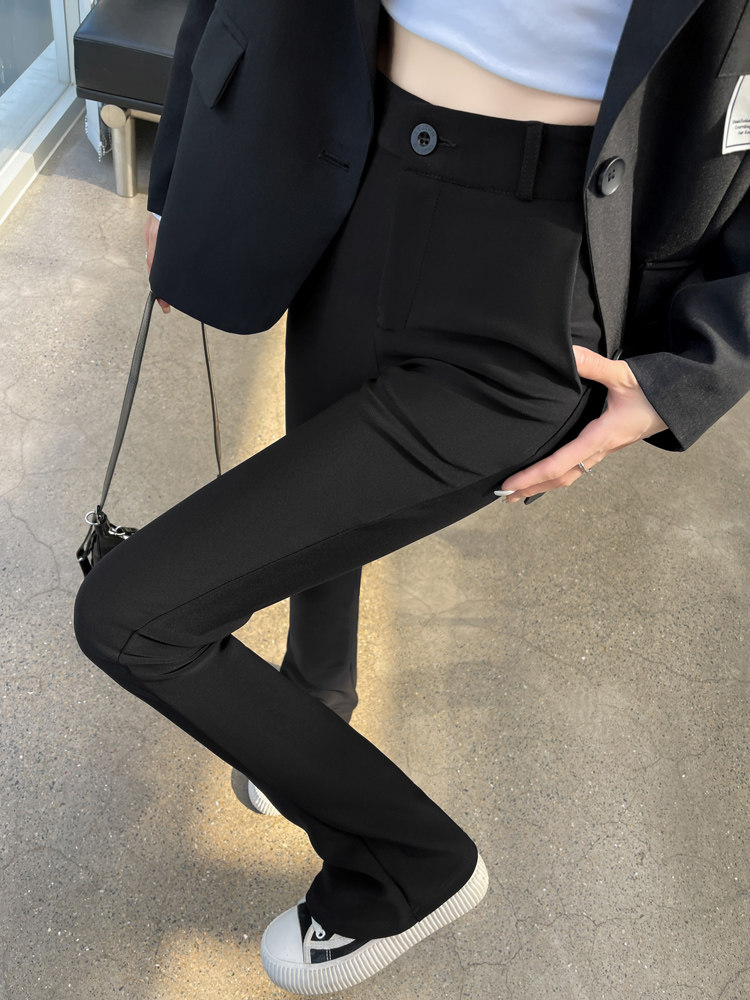 西装微喇裤女春秋2025新款高腰显瘦修身喇叭马蹄裤直筒裤加绒裤子