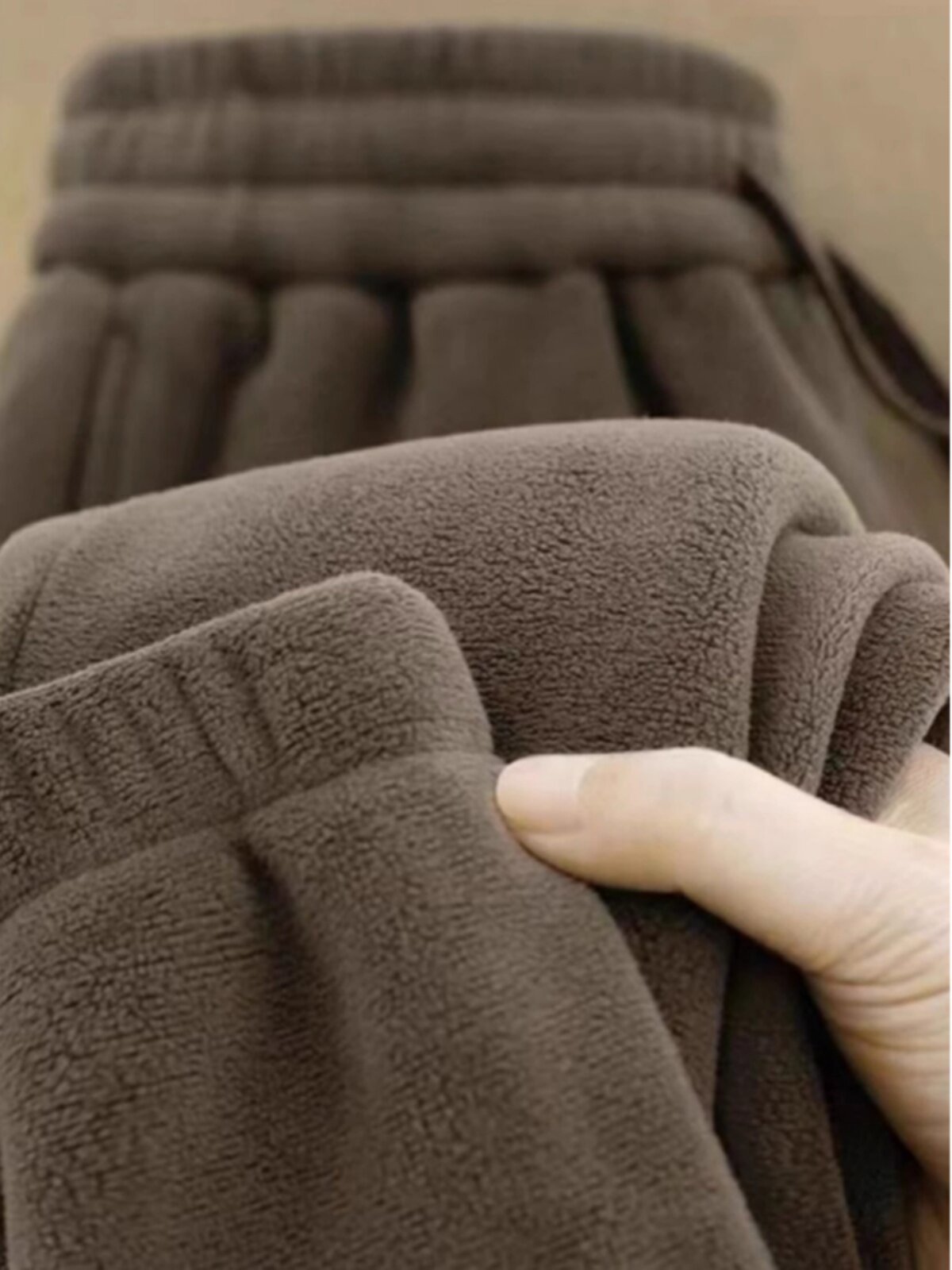 加绒加厚双面摇粒绒卫裤女冬季高腰显瘦宽松小个子休闲运动束脚裤