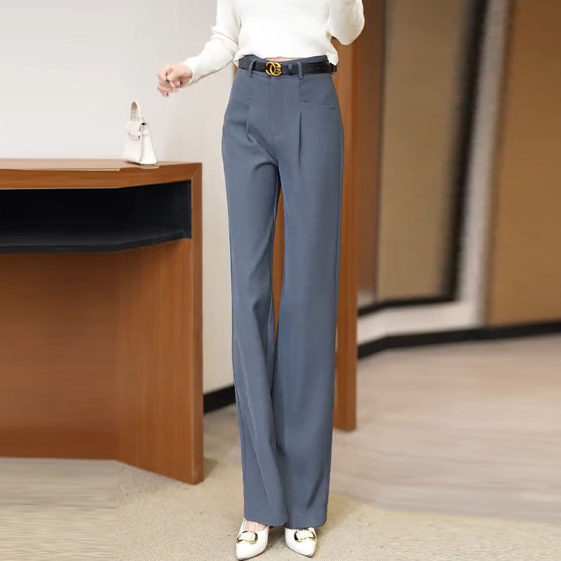 西装阔腿裤女春秋薄款2025新款高腰垂感显瘦气质百搭休闲直筒裤子