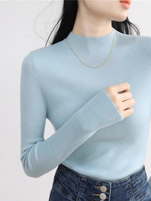 半高领针织打底衫女士春秋内搭2025新款修身显瘦毛衣软糯洋气上衣