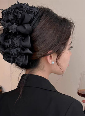 羽毛泡泡纱蝴蝶结发饰发夹女