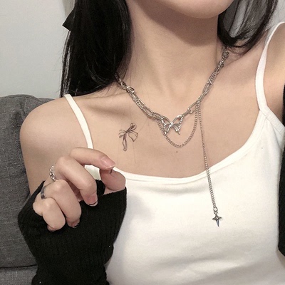 迷人饰品 日韩新款简约气质蝴蝶项链女嘻哈轻奢百搭锁骨链脖颈链