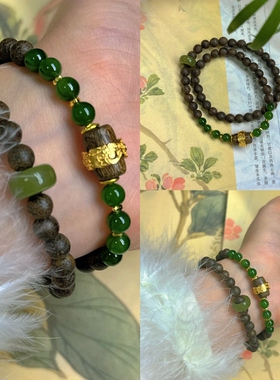 醒春集 | 天然和田玉碧玉双圈手串和田玉跑环设计款