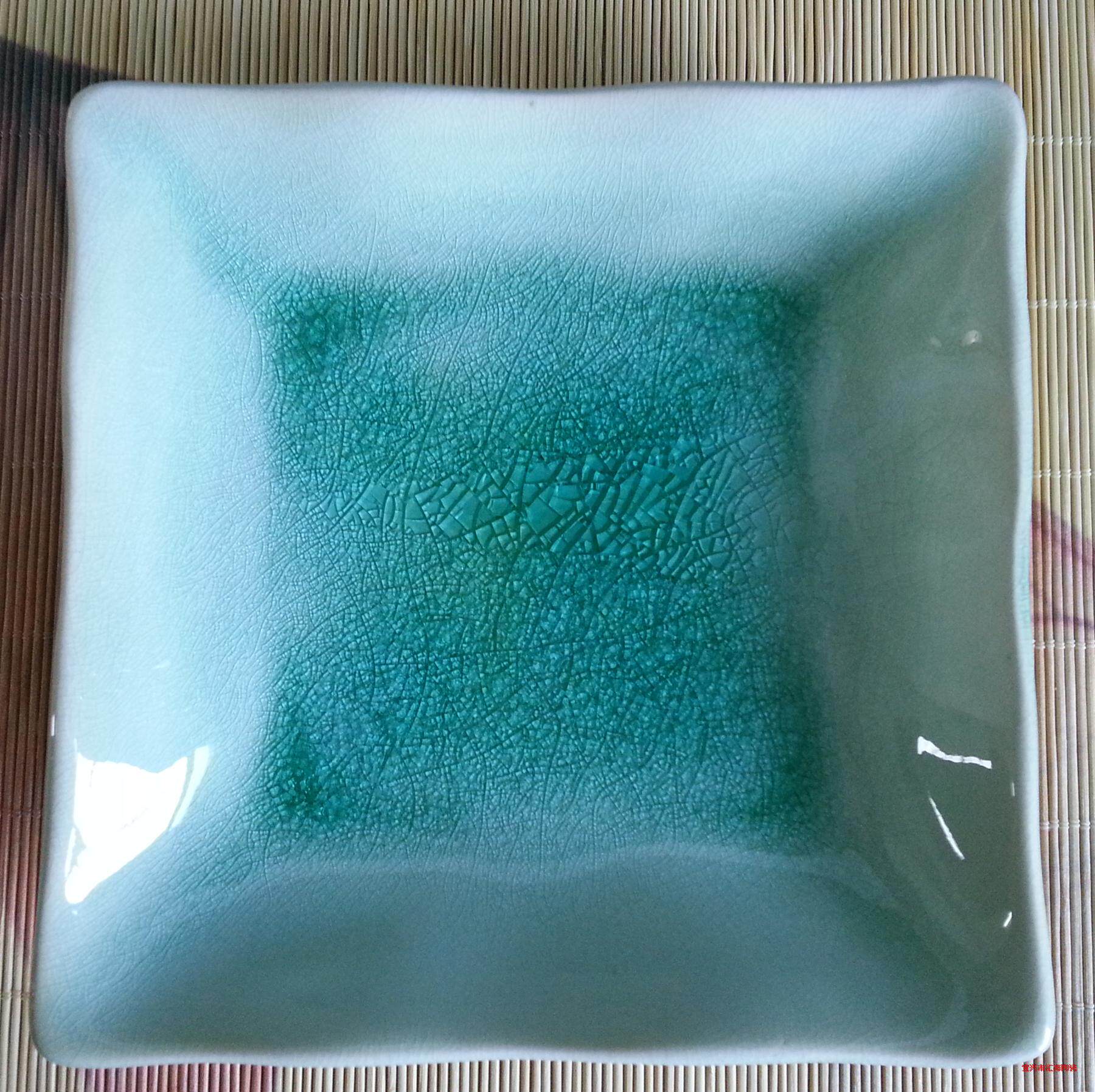 汇海陶瓷 6寸冰裂釉和风餐具 寿司料理托盘 盘子 果盘 四方盘