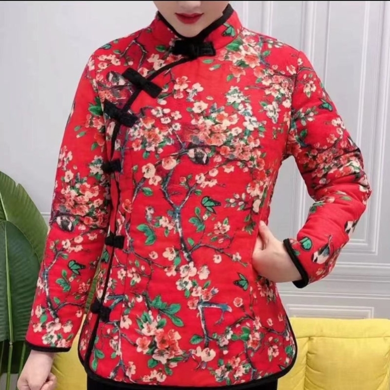 网红花棉袄中国风东北碎花新款大花袄年轻人洋气国潮中国风棉服潮