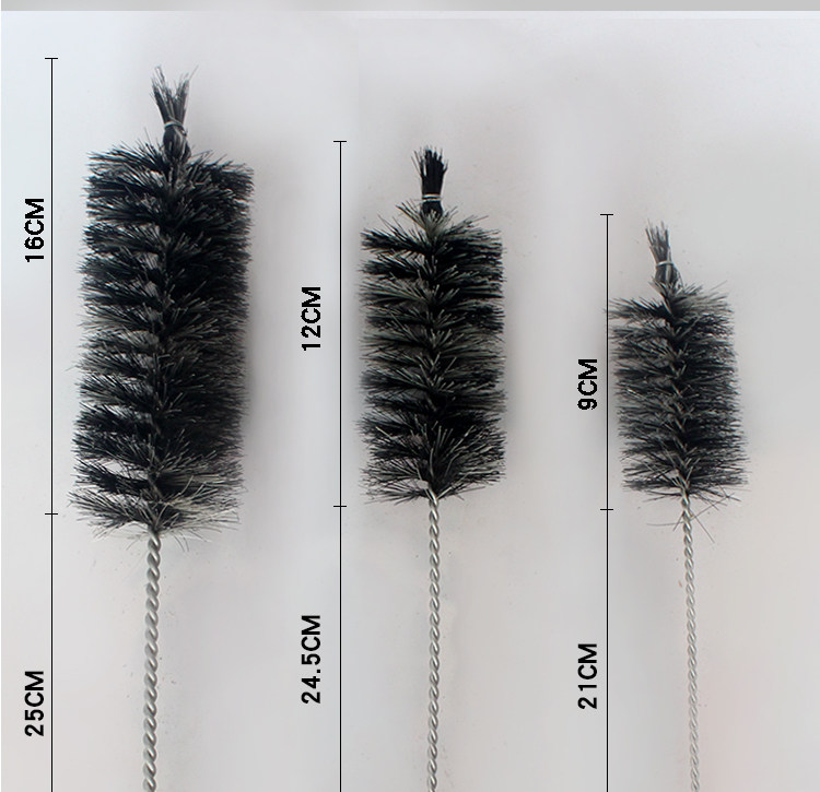 包邮长柄黑棕毛刷管道细毛刷子内孔试管清洁玻璃瓶去污新品塑料丝