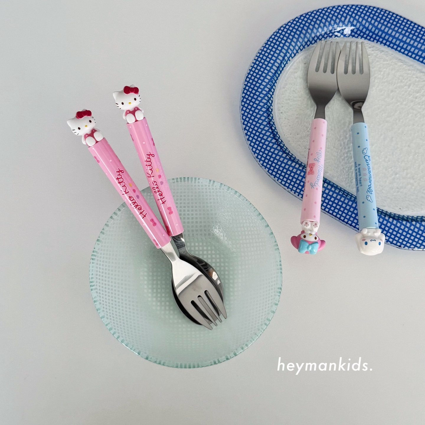 heymankids｜日本三丽鸥儿童叉子勺子立体卡通kitty不锈钢餐具