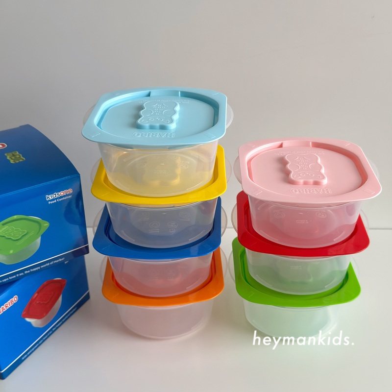 heymankids｜韩国haribo彩盖分装盒可微波炉冷藏冷冻密封盒保鲜盒