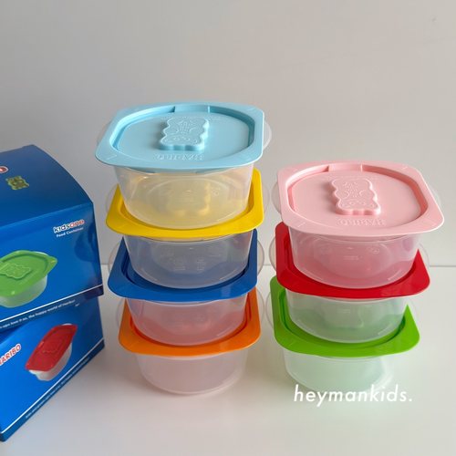 heymankids｜韩国haribo彩盖分装盒可微波炉冷藏冷冻密封盒保鲜盒