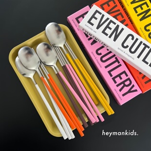 heymankids|韩国ceriz彩色高级不锈钢勺筷子套装韩式高颜值餐具