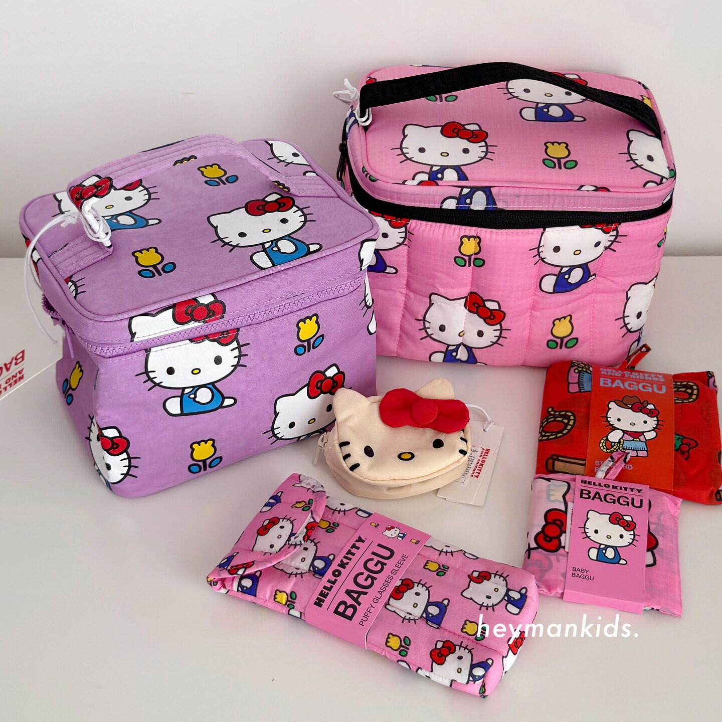 heymankids｜韩国代购baggu联名hello kitty环保购物袋眼镜收纳包